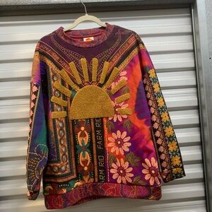 FARM RIO Mixed Scarves Sun Flowers Multi-Colored Sweatshirt Size Small (1)